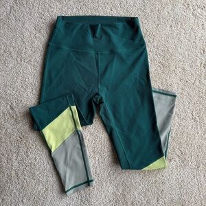 WILO The Label Ribbed Leggings Women Large Green Colorblock High Waist